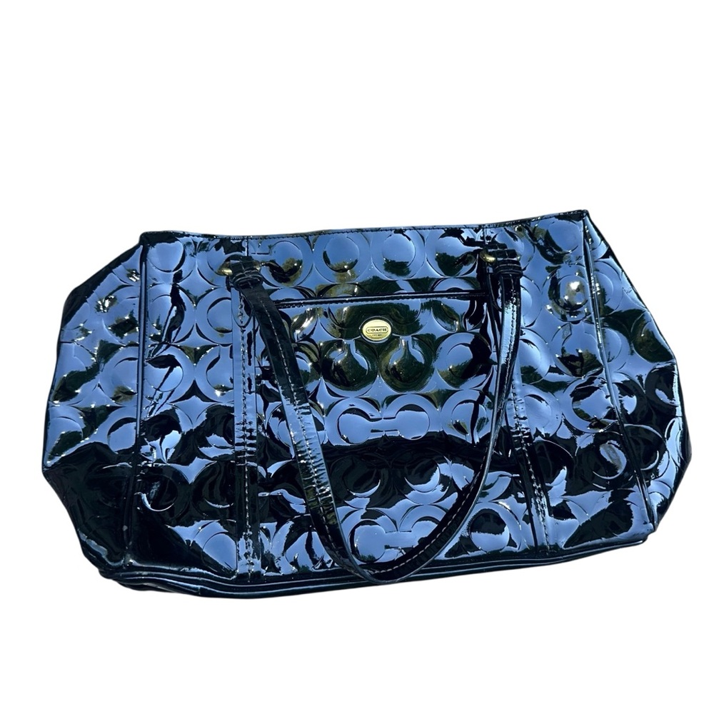 COACH F24607 opt art EMBOSSED PATENT  DOUBLE ZIP CARRYALL